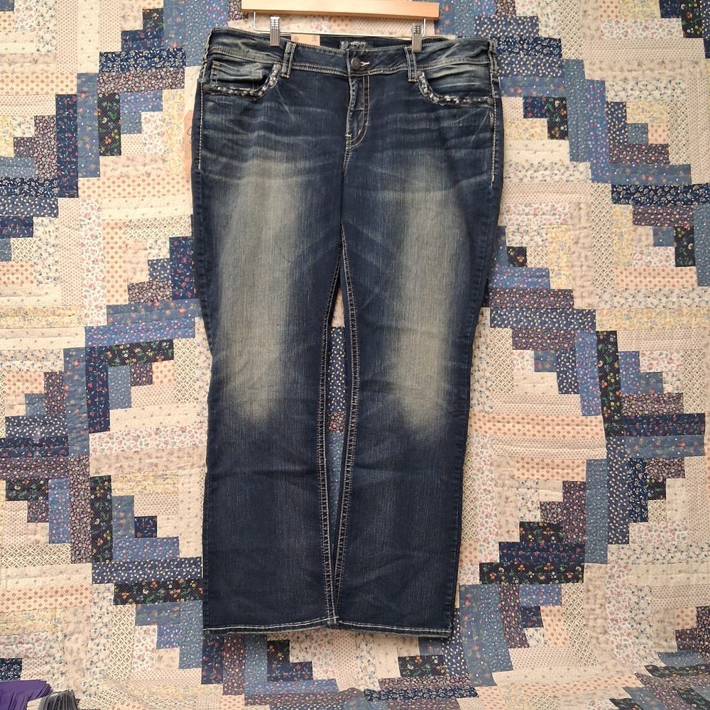 NWT Silver Jeans Co Suki Mid Slim Boot Jeans Womens Plus 22 L31 Curvy Stretch